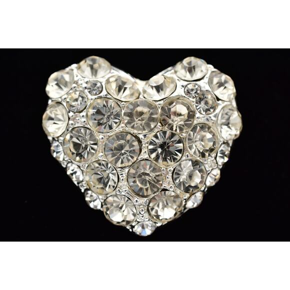 Vintage Crystal Heart Pin Brooch Sparkling Rhinestone Shiny Bridal Ice Y2K A26 - Picture 1 of 12